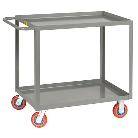 Little Giant Flat Handle Utility Cart, Steel, 2000 lb Load Capacity, 2 Shelves, 53 1/2 in L, 30 in W, 36-1/2" H LGL30486PY